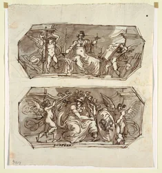 Disegno, Giustizia e Forza, in due ottagoni, 1812